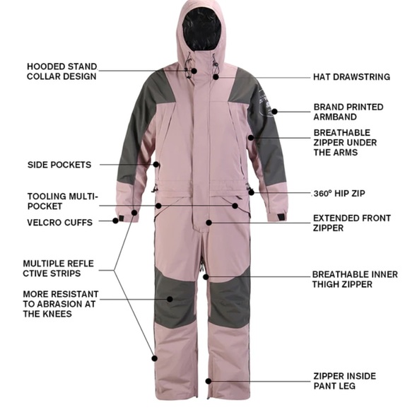 Gsou Snow Unisex Ski Suit Fluorescent Camouflage Night One-Piece Snow Suit - Picture 6 of 6